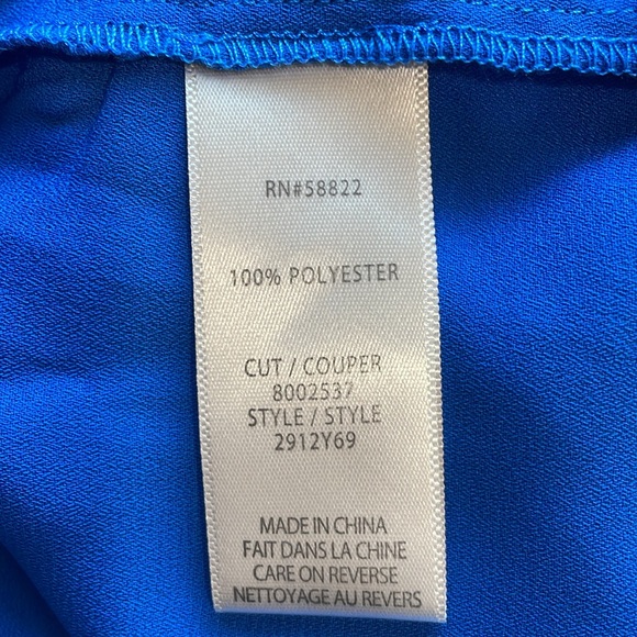 Max Studio V-Neck Flutter Sleeve Short Mini Dress Blue Floral Rosette Small - Picture 8 of 9